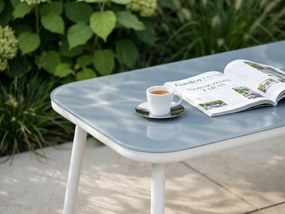 Zestaw mebli ogrodowych szary aluminium sofa fotele stolik sznurowanie