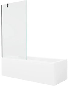 Mexen Cubik wanna prostokątna 170 x 70 cm z obudową i parawanem 1-skrzydłowym 90 cm, transparent, czarny - 550317070X9509000070