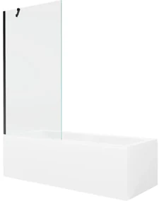 Mexen Cubik wanna prostokątna 170 x 70 cm z obudową i parawanem 1-skrzydłowym 90 cm, transparent, czarny - 550317070X9509000070