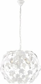 Edera - Biały lakierowany żyrandol z żelaza z dekoracją w stylu shabby chic i kryształowymi cyrkoniami, 3 światła, 105 mm - Ø50 mm - BL50-3-BCO