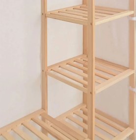 Materiałowa biała szafa z drewnianym stelażem W9-M26