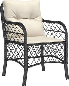 Czarny zestaw ogrodowy z kremowymi poduszkami H0-K66