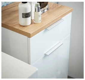Biała niska szafka łazienkowa w dekorze dębu 39x86 cm Pescara – Germania