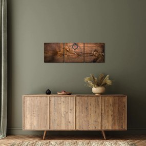 Obraz tekstury drewna (z zegarem) (90x30 cm)