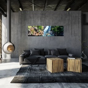 Obraz długiej łodzi na plaży (170x50 cm)