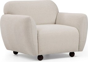 Elegancki kremowy fotel, rama z drewna bukowego i płyty wiórowej, 90 x 86 x 86 cm | 100% poliester, 2 poduszki w zestawie | Idealny do wystroju wnętrz