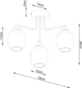 Czarna lampa sufitowa ze szklanym kloszem 54x54 cm Garten – Sollux
