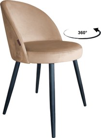 Krzesło TRIX tkanina Welur noga metalowa : Kolor nogi - Czarna stożek, Kolor tkaniny - VELVET - MG06, Typ siedziska - Siedzisko obrotowe 360°