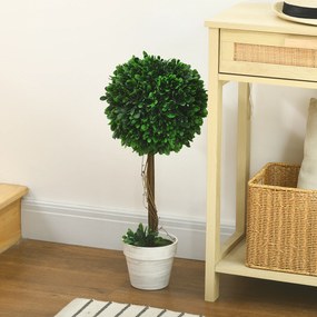 HOMCOM 2 sztuki sztucznych drzew bukszpanowych Sztuczna roślina sztuczne rośliny, w tym listek sztuczny, 1 donica, 28 cm x 28 cm x 60 cm, Zielony