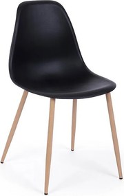 Zestaw 4 czarnych krzeseł z polipropylenu z metalowymi nogami - MANDY