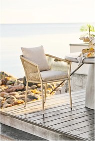 Beżowe metalowe tapicerowane krzesło ogrodowe Salerno – House Nordic