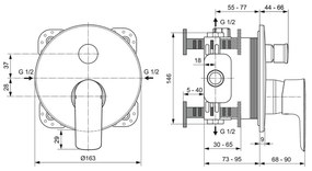 Antracytowa podtynkowa bateria wannowa Connect Air – Ideal Standard