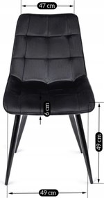 Krzesło Tapicerowane do Jadalni RIO Czarne Welurowe Nowoczesne Loft