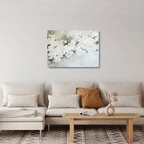 Obraz na szkle - Abstrakcja białych kwiatów (70x50 cm)