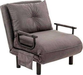 Fotel-łóżko 1-osobowy – 75 cm x 50 cm x 75 cm – Szary – Metal i poliester