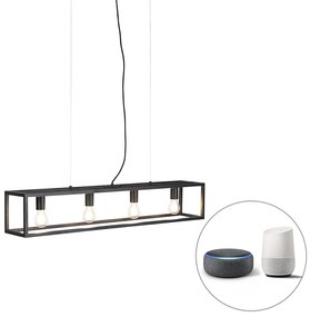 Inteligentna lampa wisząca industrialna czarna z 4 żarówkami Wi-Fi A60 - CagePrzemysłowy Oswietlenie wewnetrzne