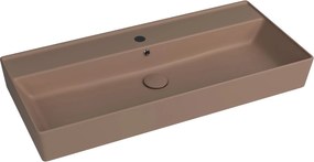 Umywalka ceramiczna nablatowa / wisząca brązowa z półką i otworem na baterie 100 x 45 cm LERA Cappuccino