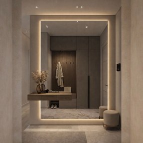 Lustro prostokątne z podświetleniem TAVA Classic XXL LED | Różne rozmiary | Różne kolory : Kolor tafli szkła - Srebrny, Rozmiar - 140 x 205 cm