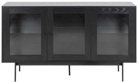 Czarna witryna w dekorze jesionu 140x82 cm Angus – Actona