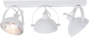Industrialna lampa sufitowa biała ze srebrnym 3-punktowym oświetleniem regulowanym - Magnax