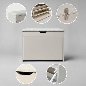 Szafka na buty z siedziskiem i wysuwanymi półkami VAULT, 57 x 30 x 53 cm