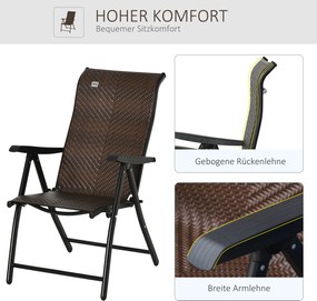 Składany leżak z rattanu Outsunny