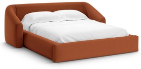 Ceglaste tapicerowane łóżko dwuosobowe ze schowkiem ze stelażem 200x200 cm Campi – Cosmopolitan Design