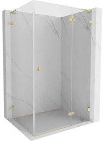 Mexen Lunar L kabina prysznicowa uchylna prawa 75 x 90 cm, transparent, złota szczotkowana - 834L-075-090-55-00-P
