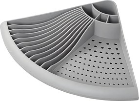 Odpływ do Naczyń o Małym Kącie z 4 Przegrodami na Sztućce i Miejscem na 11 Talerzy z Szarego Tworzywa PP