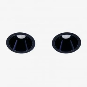 Pack 2 Wbudowanych Downlightów Led Z Okrągłymi Ramkami Ø5 Cm Do Użytku Zewnętrznego, Wykonanych Z Aluminium Luisiana Biała Ciepła 2700 K & Czarna & 3