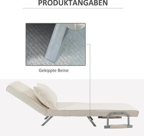 HOMCOM Fotel relaksacyjny z funkcją leżanki i łóżka gościnnego kremowy 65x69x80 cm | Aosom PL