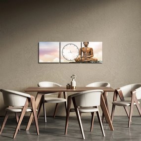 Obraz - Budda nadzorujący ziemię (z zegarem) (90x30 cm)