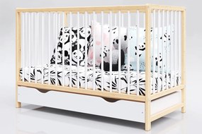 Łóżeczko Dominik biało-sosna 120/60 z szufladą