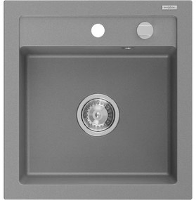 Mexen Vito zlewozmywak granitowy 1-komorowy 520 x 490 mm, szary, syfon chrom - 6503521000-71