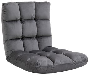 HOMCOM Fotel Materac Gościnny Welurowy Regulowane Oparcie Szary 55x71x53 5 cm Komfort i Styl | Aosom PL