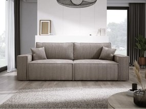 Kanapa KASJO Uniwersalny Sofo-Narożnik z funkcją spania i poduszkami, 2x pojemnik POSO 002 Cappucino DOMOHOME