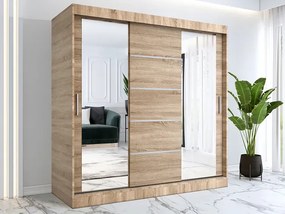 Szafa z lustrem i drzwiami przesuwnymi 200 cm dąb sonoma - Ebia 6X