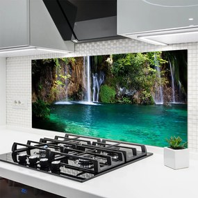 Panel Szklany do Kuchni Krystaliczny Spad Nad Jeziorem