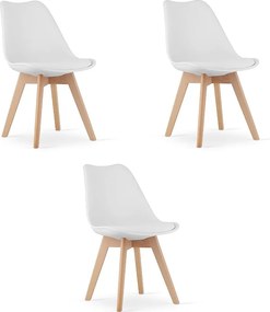 Krzesła Valora RIKX białe z poduszką i drewnianymi nogami x3