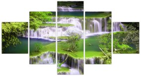 Obraz - Wodospady Huay Mae Khamin, Kanchanaburi, Tajlandia (125x70 cm)