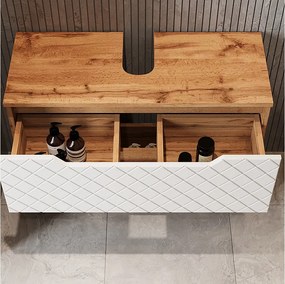 Szafka na wannę dąb/biały ze strukturą płytek 79.6x32x62.5 lotta