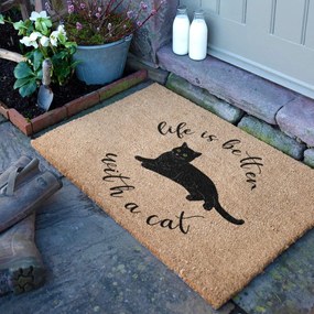 Wycieraczka z włókna kokosowego 60x90 cm Life Is Better With a Cat – Artsy Doormats