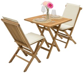 Zestaw ogrodowy z drewna tekowego FOXI BALKON II. 1 + 2 (poduszki GRATIS)