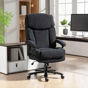 HOMCOM Fotel kierowniczy Ergonomiczny fotel biurowy do 200 kg o lnianym wyglądzie, wysokie oparcie, | Aosom PL