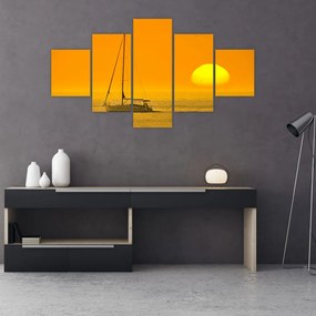 Obraz - Łódź na środku morza (125x70 cm)