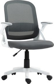 HOMCOM Oddychające krzesło biurowe z siatki, ergonomiczne krzesło obrotowe z podnoszonymi podłokietnikami i wsparciem lędźwiowym, szare | Aosom PL