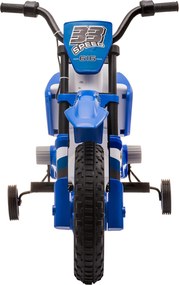 HOMCOM Motocykl Dla Dzieci, Elektryczny Motocykl, 45 Min Czas Jazdy, z Kołami Pomocniczymi, od 3 lat, niebieski+biały, 106,5 x 51,5 x 68 cm