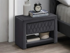 Zestaw 2 szafek nocnych - 1 szuflada i 1 wnęka - Welur - Szary - DANIELE