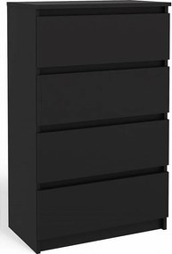Komoda Malwa M4 | Czarna | 70x40x97 cm | Nowoczesna 4 Szuflady