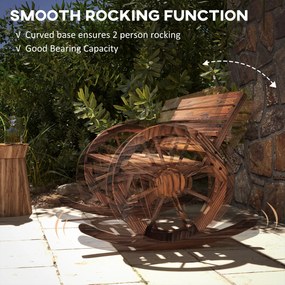 Outsunny Rustykalna Huśtawka Ogrodowa z Drewna - Wypalana, 105x88x74cm - Relaks na Świeżym Powietrzu